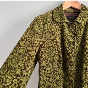Talbots Green & Brown Corduroy Paisley Floral Patterned Jacket 6